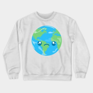 Kawaii Earth - Sad Earth Crewneck Sweatshirt